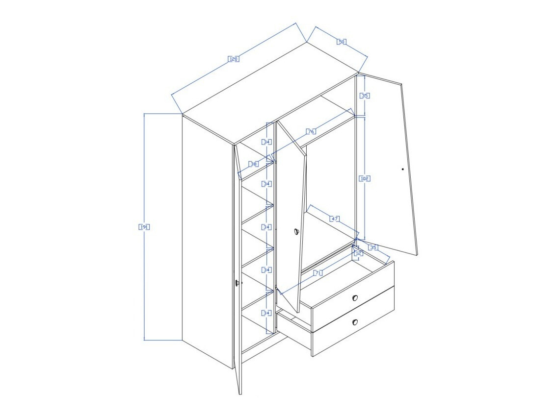 Kleiderschrank Mirelbu 102 (Artisan Eichenholzoptik + Weiß glänzend)