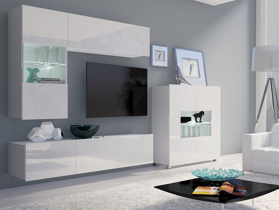 Sideboard Tivdalu 100 (Weiß + Weiß glänzend)