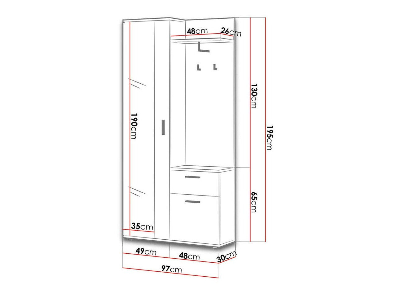 Flurgarnitur Pavo (Sonoma Eichenholzoptik + Weiß)