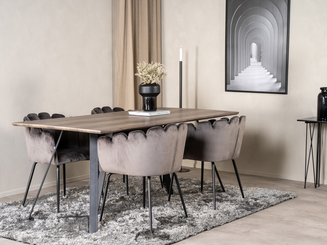 Tisch Dallas 372 (Helles Holz + Schwarz)