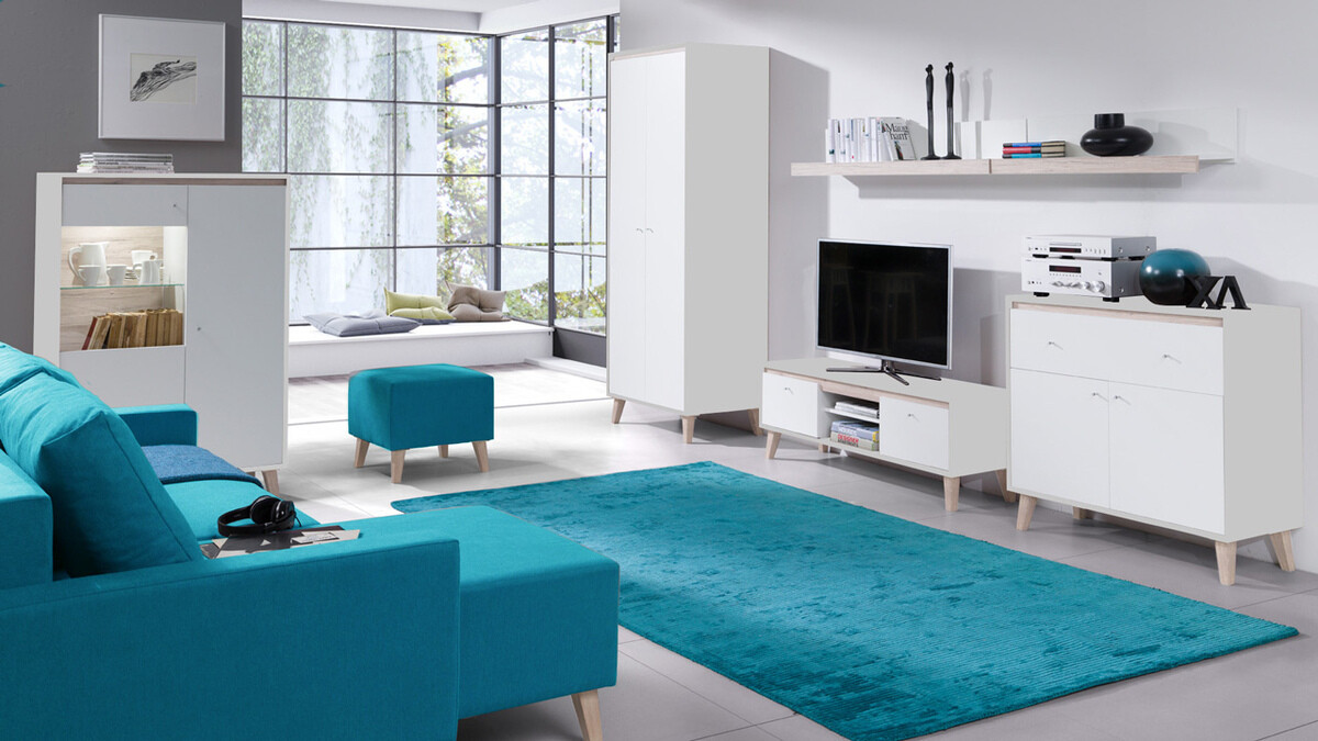 TV-Möbel Delbene 111 (San Remo Eichenholzoptik + Matt weiß)