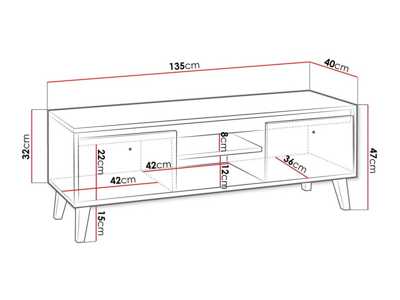 TV-Möbel Delbene 111 (San Remo Eichenholzoptik + Matt weiß)