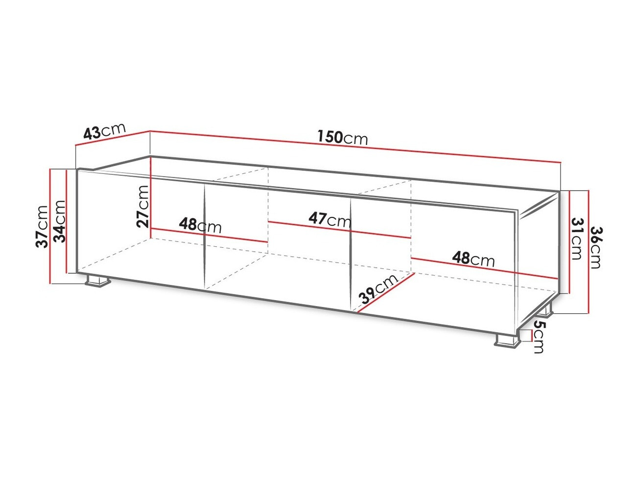 TV-Möbel Tivdalu 103 (Weiß + Weiß glänzend)