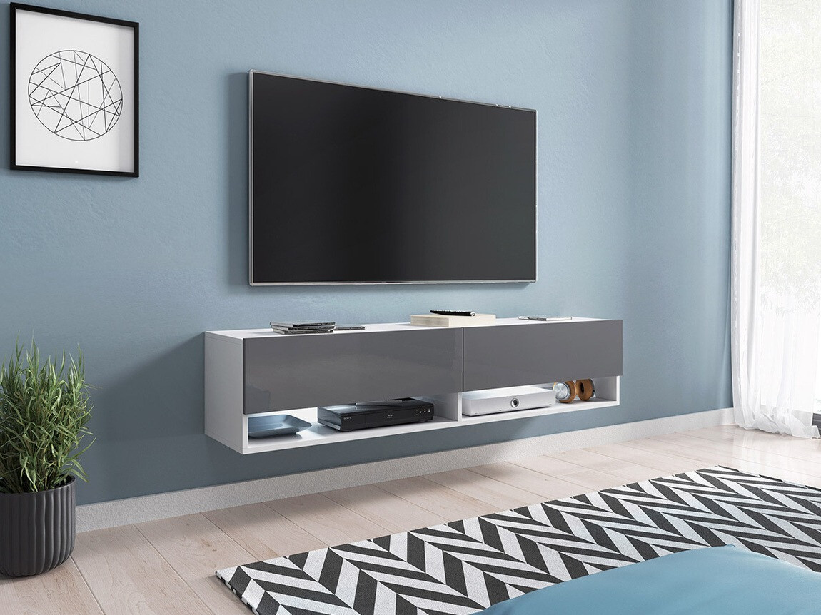 TV-Möbel Sarasota 118 (Weiß + Glanzgrau)