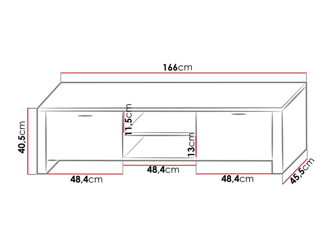 TV-Möbel Uva II (Weiß + Weiß glänzend)
