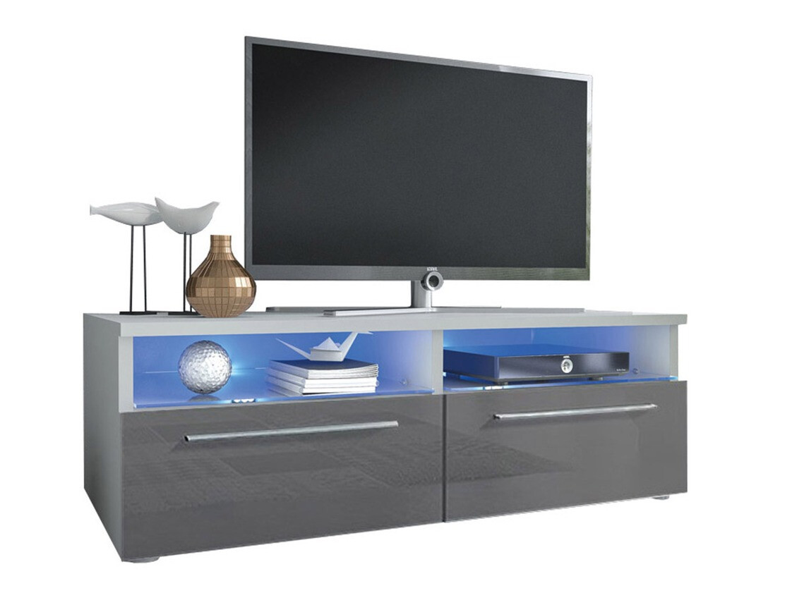 TV-Möbel Nashville 105 (Weiß + Glanzgrau)