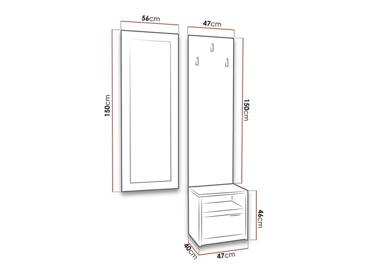Flurgarnitur Fivelbo 118 (Eichenholzoptik gebleicht + Weiß glänzend)