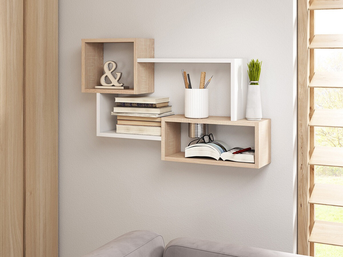 Wandregal Sarasota 106 (Sonoma Eichenholzoptik + Weiß)