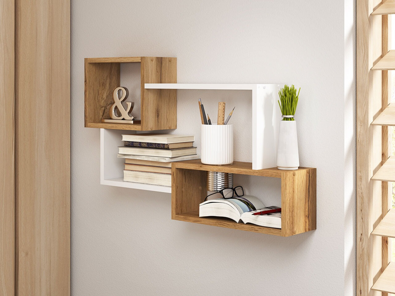 Wandregal Sarasota 106 (Wotan Eiche + Weiß)