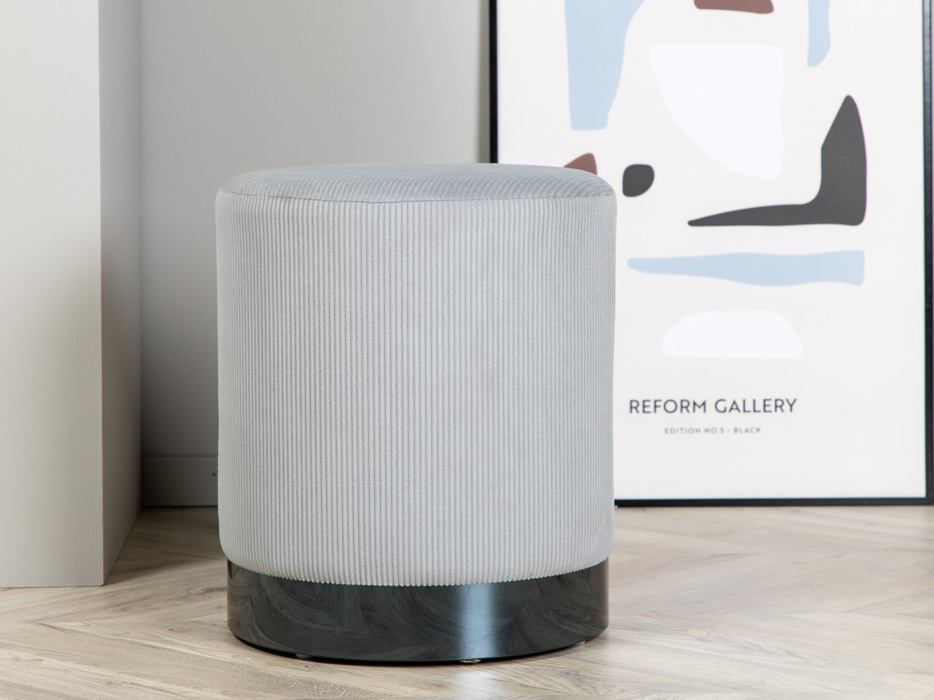 Hocker Dallas 2936 (Hellgrau + Schwarz glänzend)