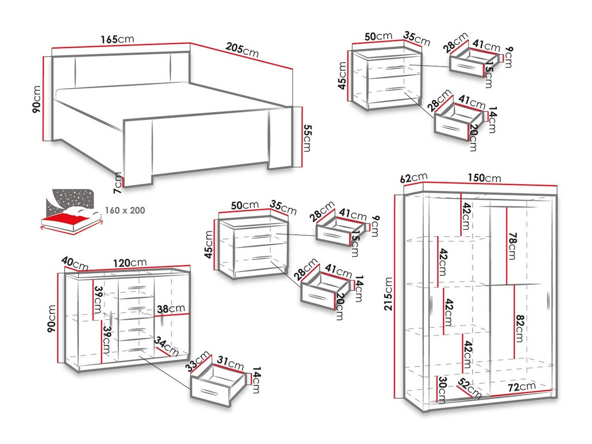 Schlafzimmer-Set Catromi 113 (Artisan Eichenholzoptik + Soft Pik 011)