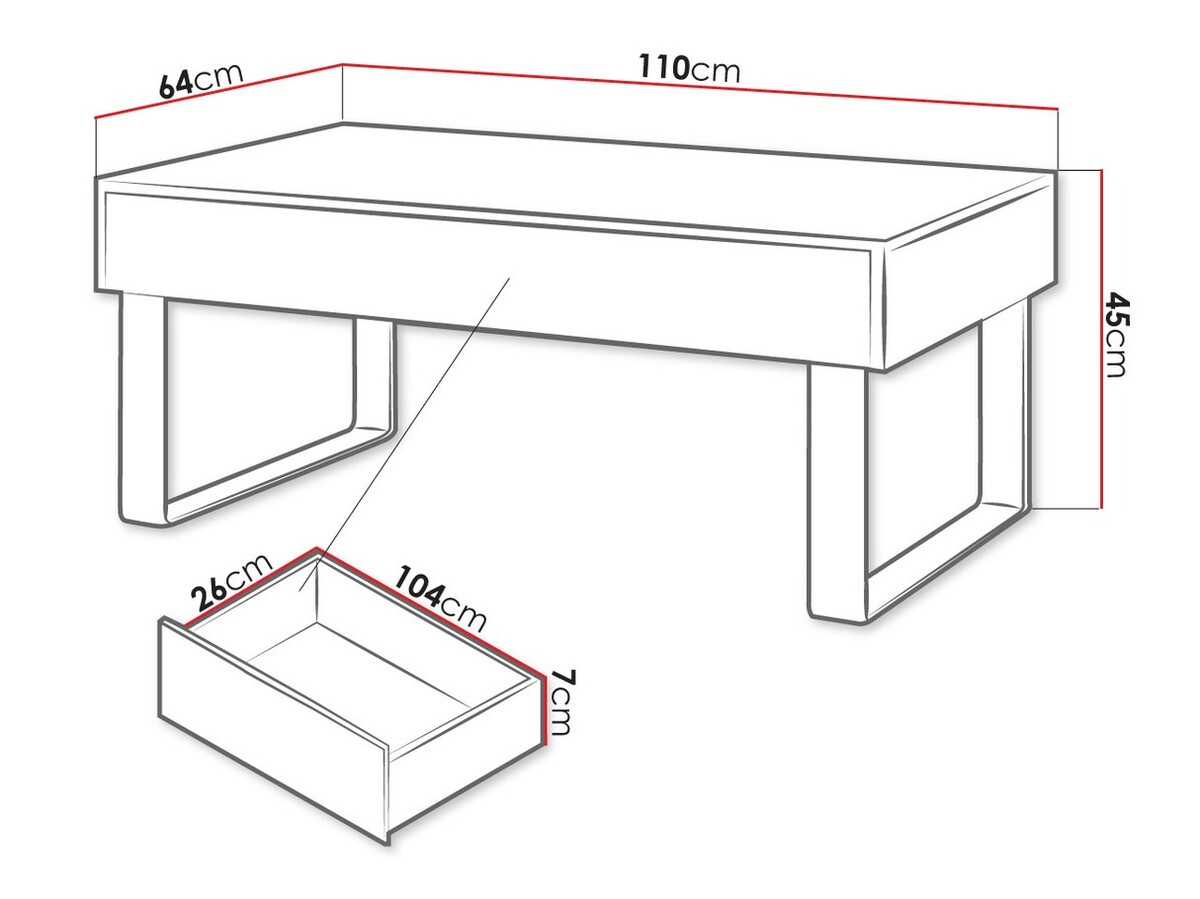 Couchtisch Tivdalu 138 (Schwarz + Schwarz glänzend)