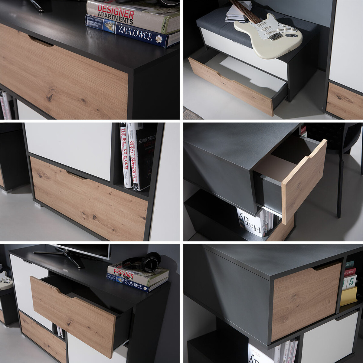 Couchtisch Providence H106 (Graphit + Weiß)