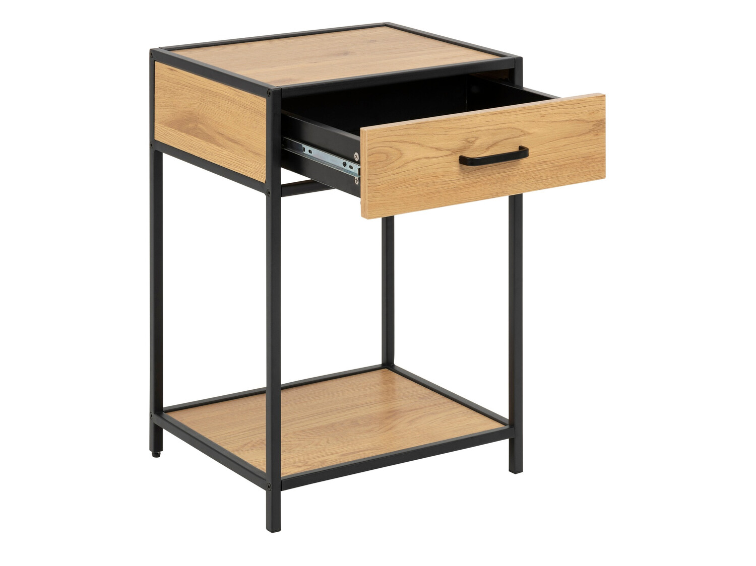 Nachttisch Norsica Sevferi 128 (Wildeichenholzoptik + Schwarz)