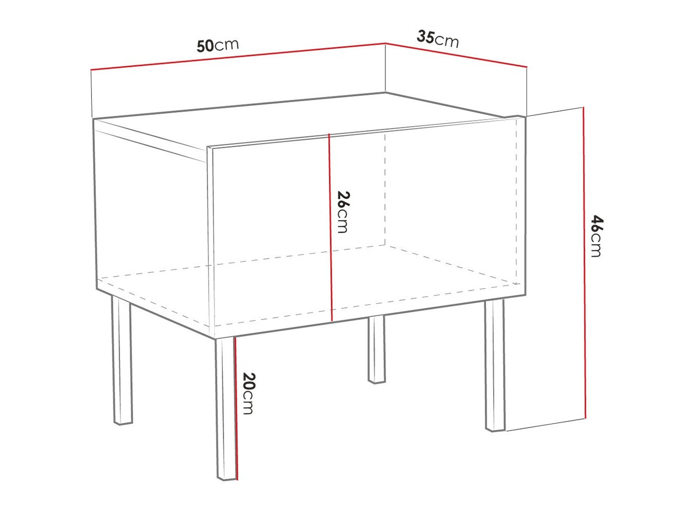 Nachttisch Natar (Weiß + Weiß glänzend)