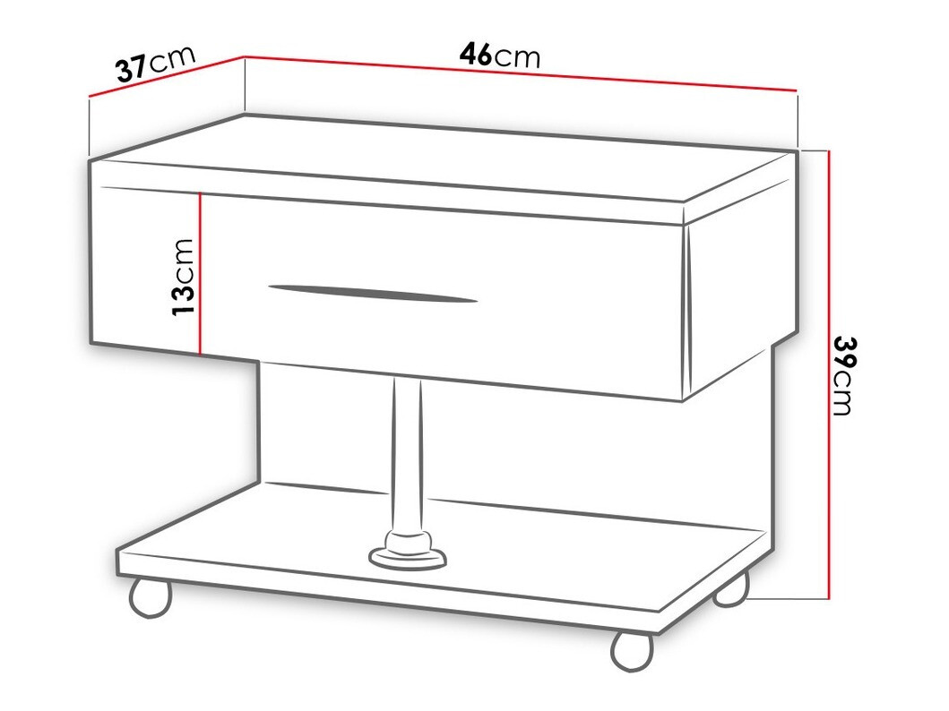 Nachttisch Campus (Weiß + Weiß glänzend)