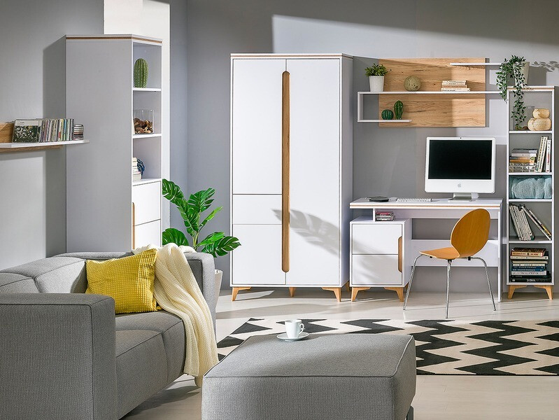 Regal Ogden H102 (Weiß + Helles Holz)