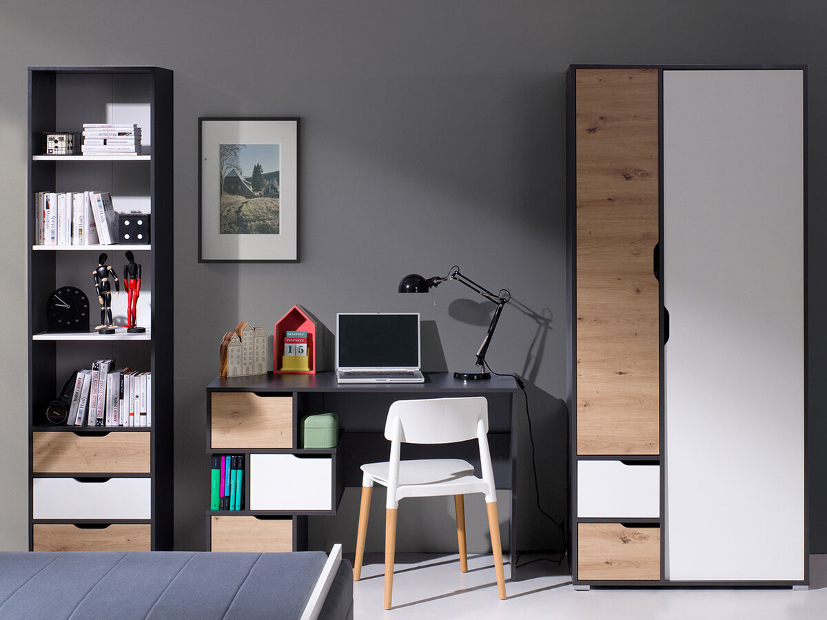 Regal Providence H109 (Graphit + Artisan Eichenholzoptik + Weiß)