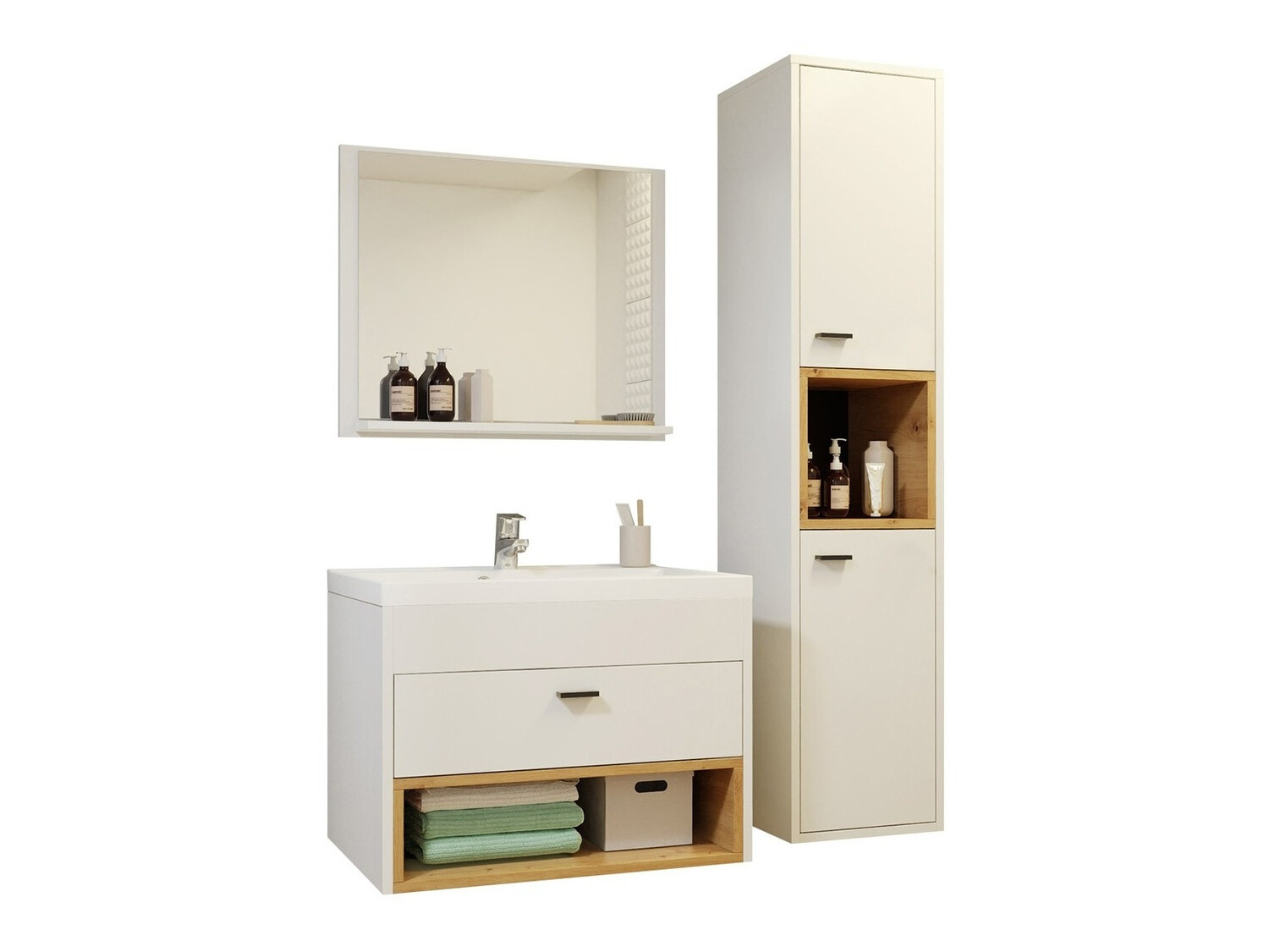 Badezimmer-Set Velum I (Weiß + Artisan Eichenholzoptik)