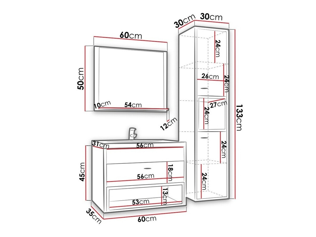 Badezimmer-Set Velum I (Weiß + Artisan Eichenholzoptik)