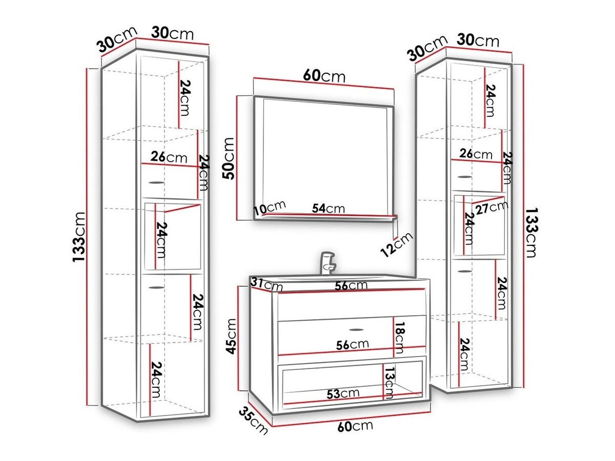 Badezimmer-Set Velum II (Weiß + Artisan Eichenholzoptik)