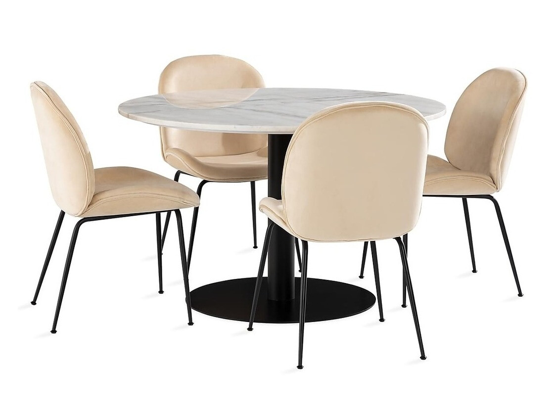 Essgruppe Flint 160 (Cremefarben + Schwarz)