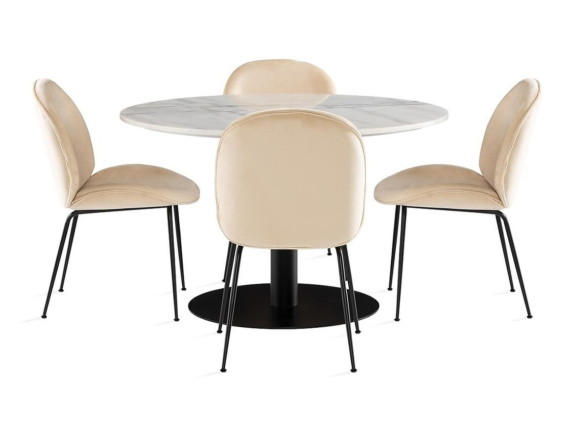 Essgruppe Flint 160 (Cremefarben + Schwarz)