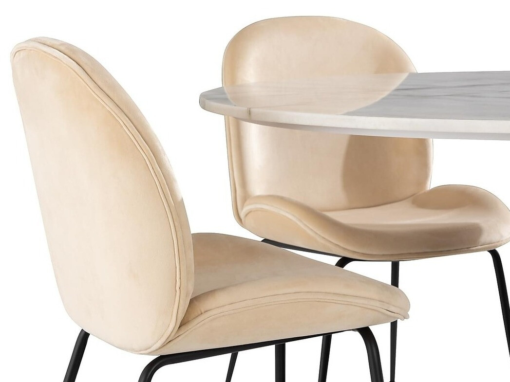 Essgruppe Flint 160 (Cremefarben + Schwarz)