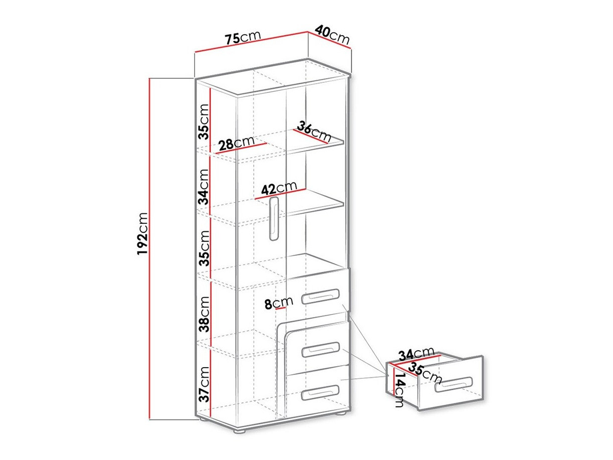 Regal Aviseve 105 (Anthrazit + Weiß)