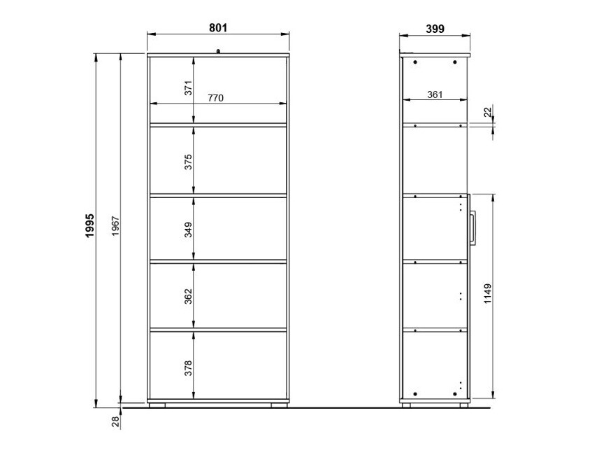 Regal Lartesi 103 (Graphit + Grandson Eichenholzoptik)