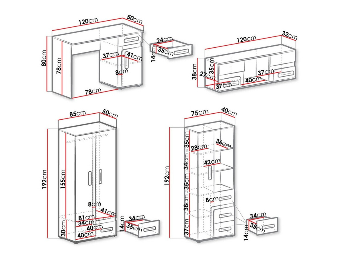 Kinderzimmer-Set Aviseve 108 (Eichenholzoptik hell + Weiß)