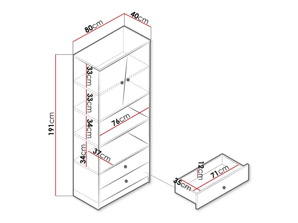 Regal Almira 103 (Artisan Eichenholzoptik + Weiß)