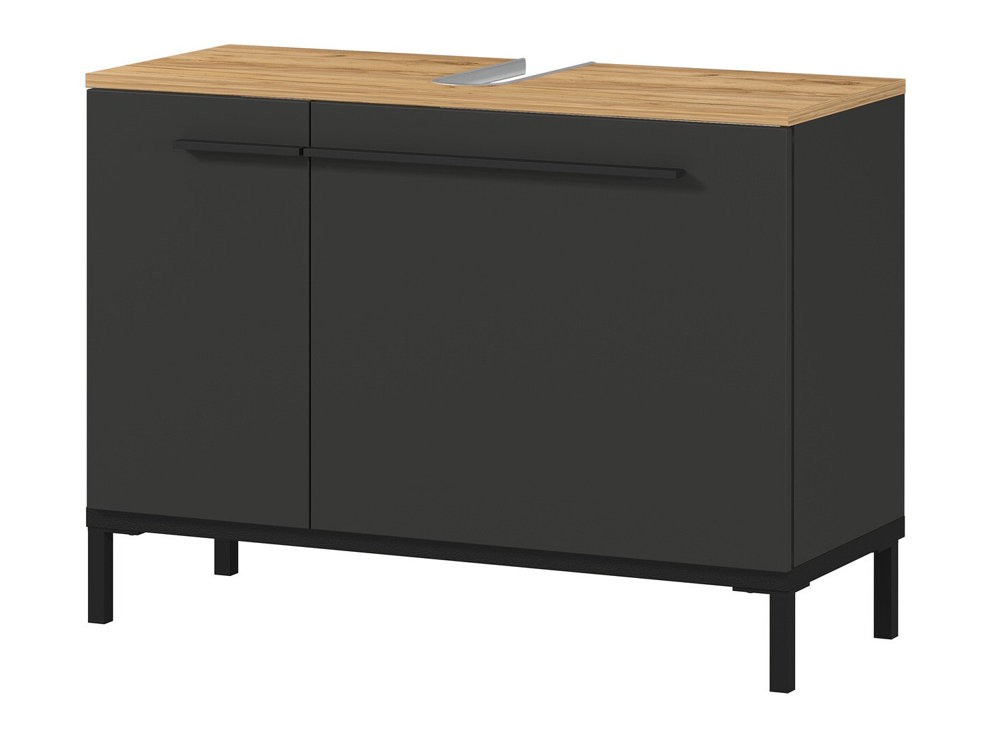 Stehender Badezimmerschrank für ein Waschbecken Ruvlevu 100 (Graphit + Navarra eichenholzoptik)