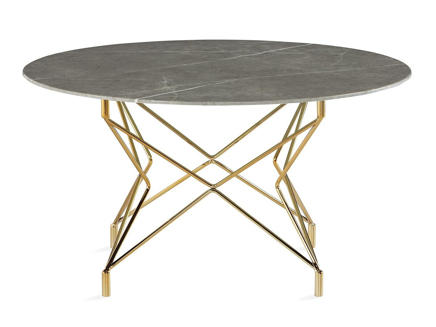 Couchtisch Flint 162 (Gold + Grauer Marmor)