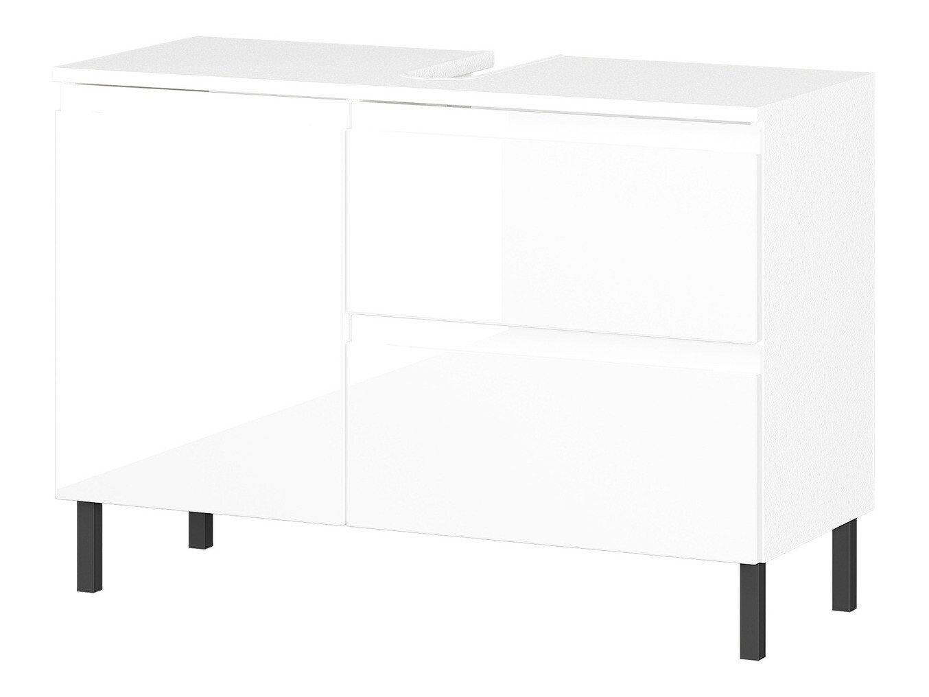 Stehender Badezimmerschrank für ein Waschbecken Talmira 102 (Weiß glänzend + Weiß)