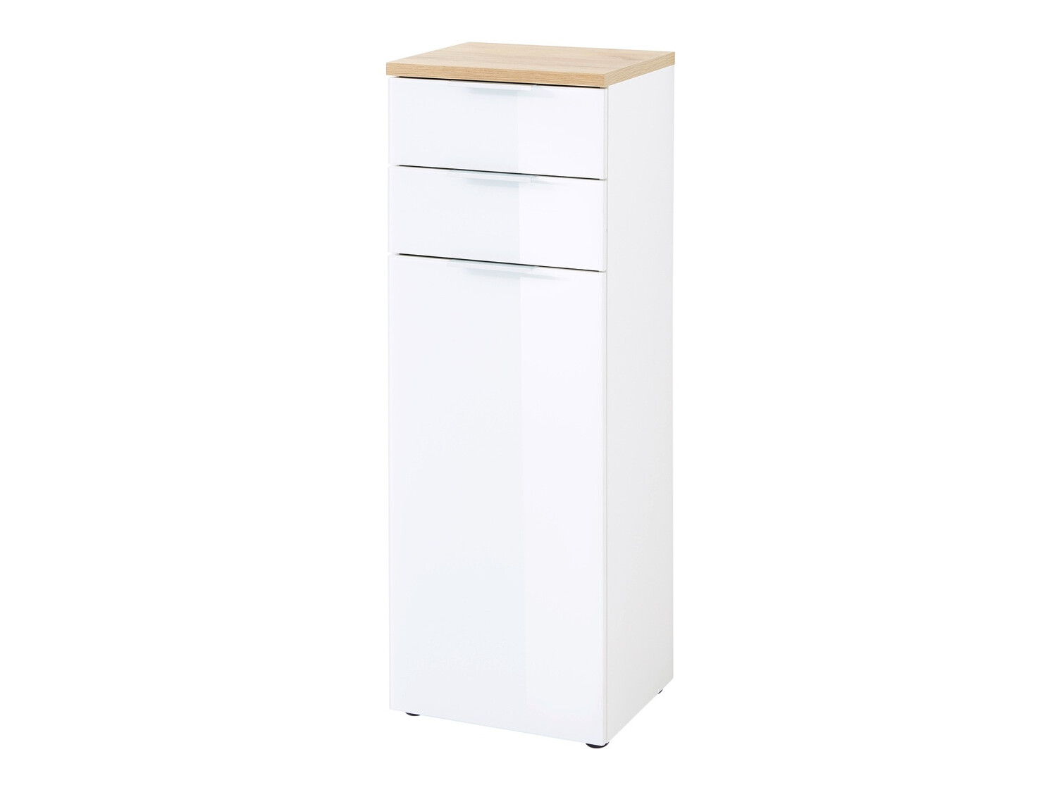 Stehender Badezimmerschrank Levciro 103 (Weiß + Navarra eichenholzoptik)