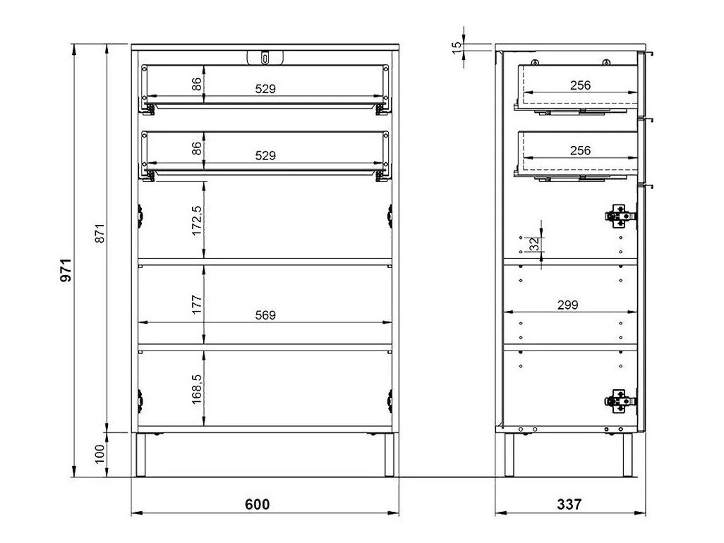 Stehender Badezimmerschrank Lomcamo 102 (Weiß + Weiß glänzend)
