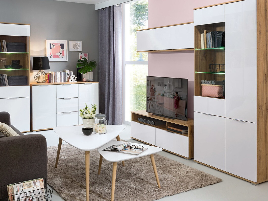 Regal Tivetra 108 (Wotan Eiche + Weiß glänzend)