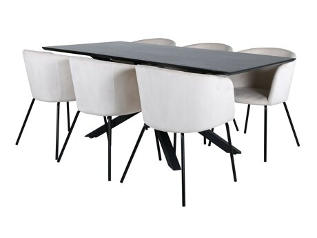 Essgruppe Dallas 2691 (Cremefarben + Schwarz)