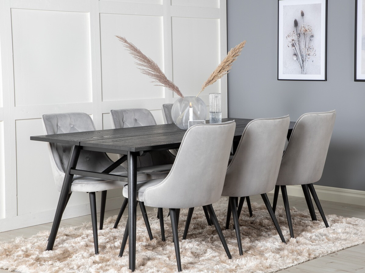 Essgruppe Dallas 1780 (Schwarz + Hellgrau)