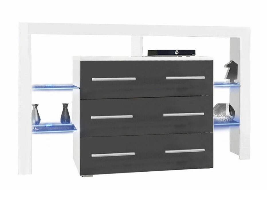 Kommoden Aestas I (Weiß + Glanzgrau)