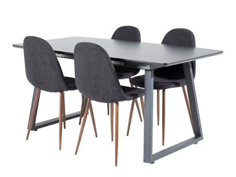 Essgruppe Dallas 1983 (Schwarz + Walnussholzoptik)