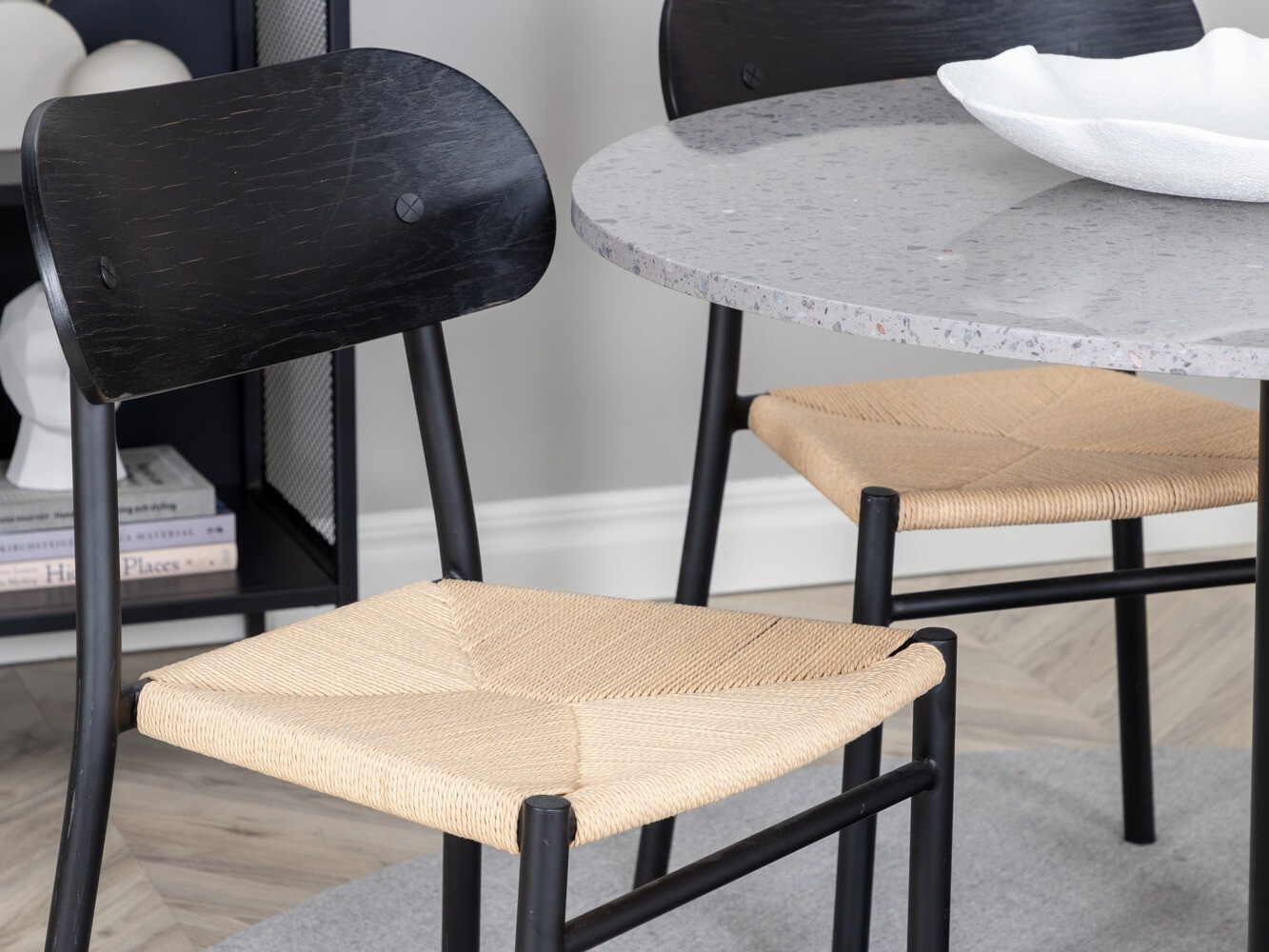 Essgruppe Dallas 1137 (Helles Holz + Schwarz)