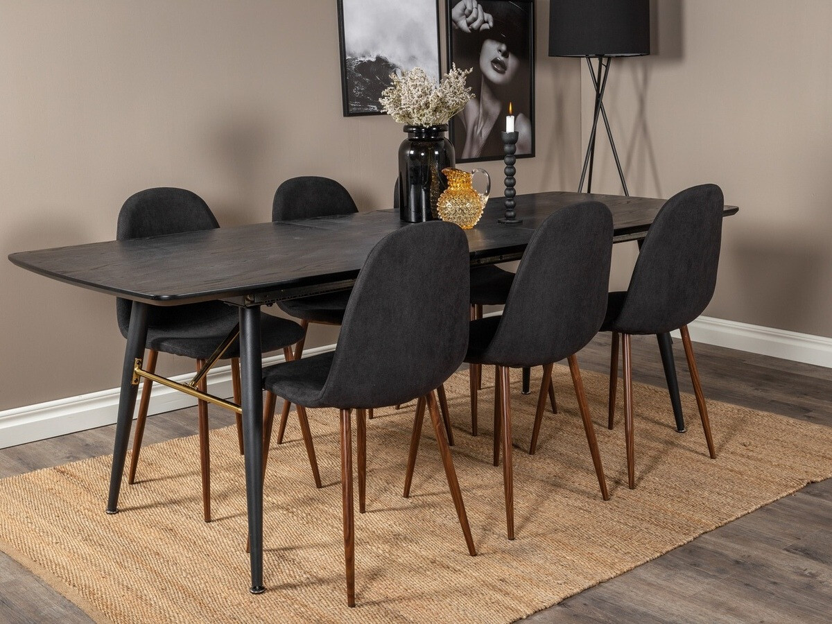 Essgruppe Dallas 1443 (Schwarz + Nussholzoptik)