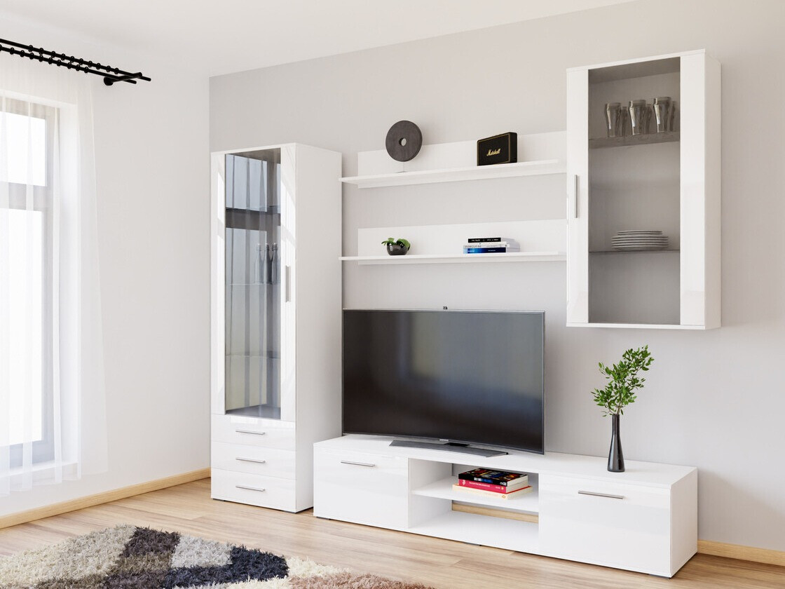 Wohnzimmer-Sets Tornola 114 (Weiß + Weiß glänzend)