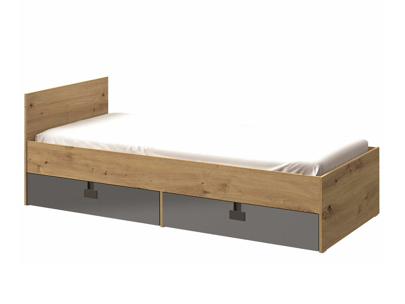Bett Florevi 106 (Glanzgrau + Artisan Eichenholzoptik)