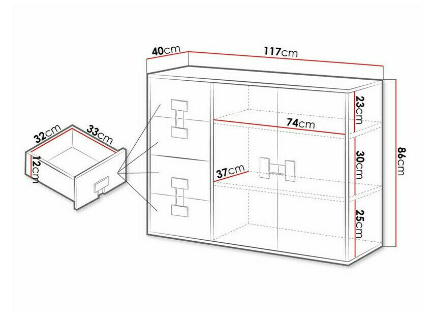 Kommoden Florevi 102 (Matt weiß + Artisan Eichenholzoptik)
