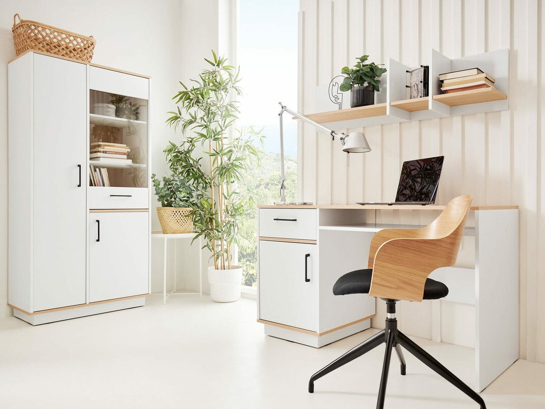 Bürotisch Omaha T120 (Eichenholzoptik hell + Weiß)