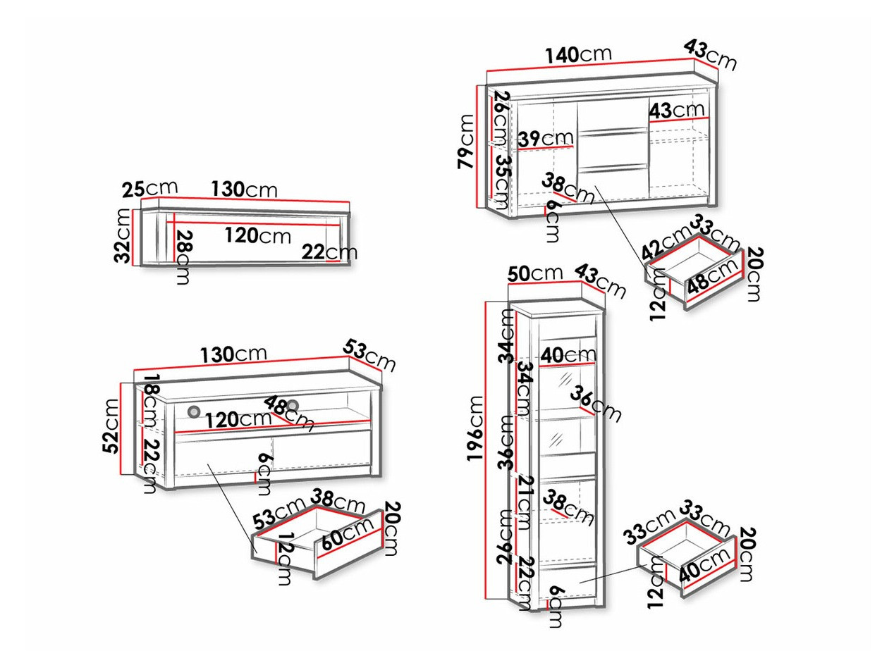 Wohnzimmer-Sets Deldale 116 (Artisan Eichenholzoptik + Weiß)