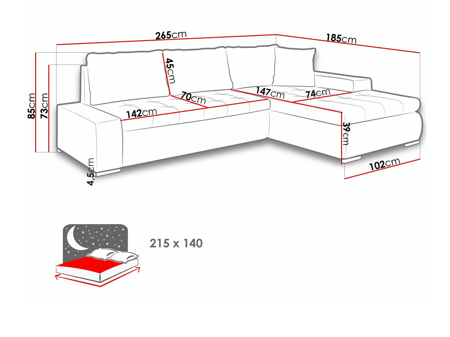Ecksofa Comfivo 112 (Soft 017 + Enzo 162 + Enzo 155)